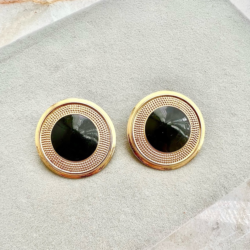 Vintage gold and black earrings